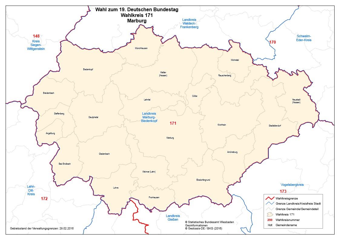 Wahlkreis 171 - Marburg - bei der Bundestagswahl 2017 - das BlogMagazin